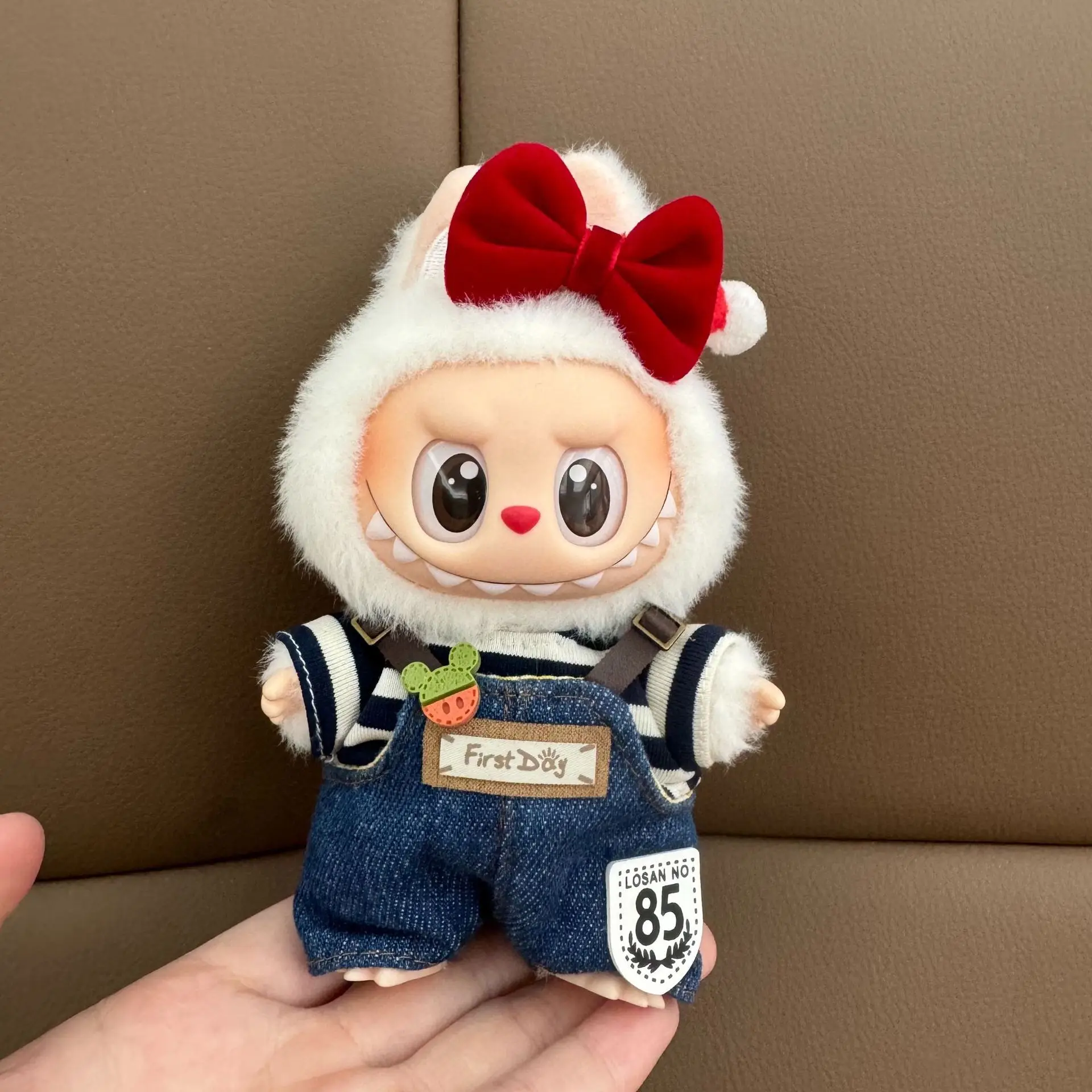 Labubu Set Clothing First Day Denim Red Bow 17 Labubu Set Clothing First Day Denim Red Bow 17
