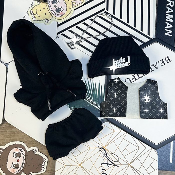 Black Urban & Charismatic Look Streetwear Labubu Set Black Urban & Charismatic Look Streetwear Labubu Set